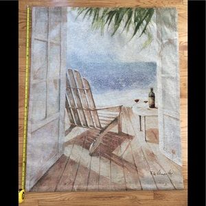 Serene Coastal View Tapestry in Blue and Brown